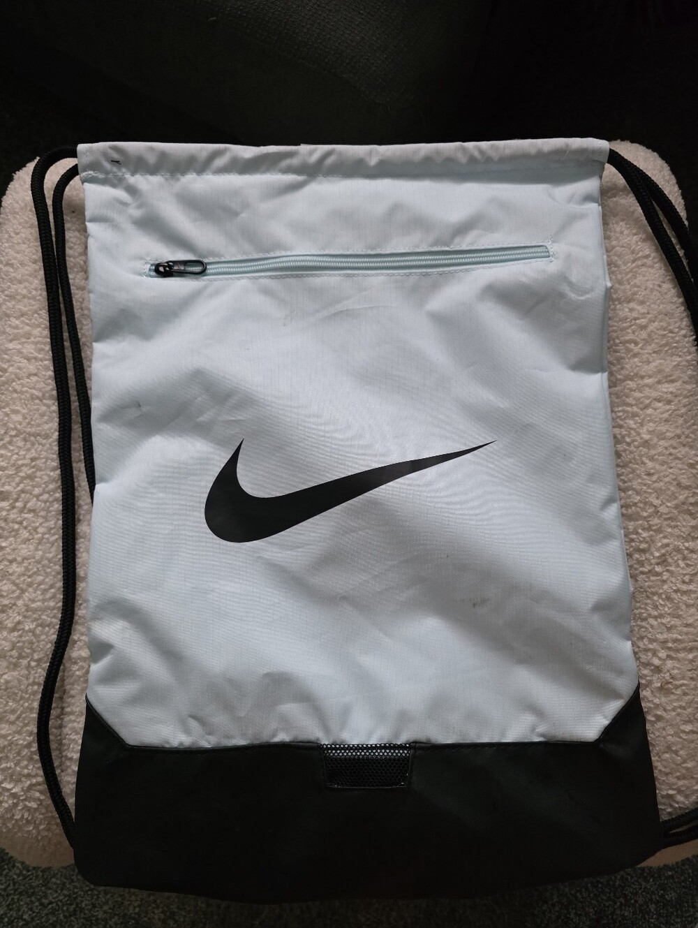 Nike Light Blue and Black Drawstring Gym Sack
